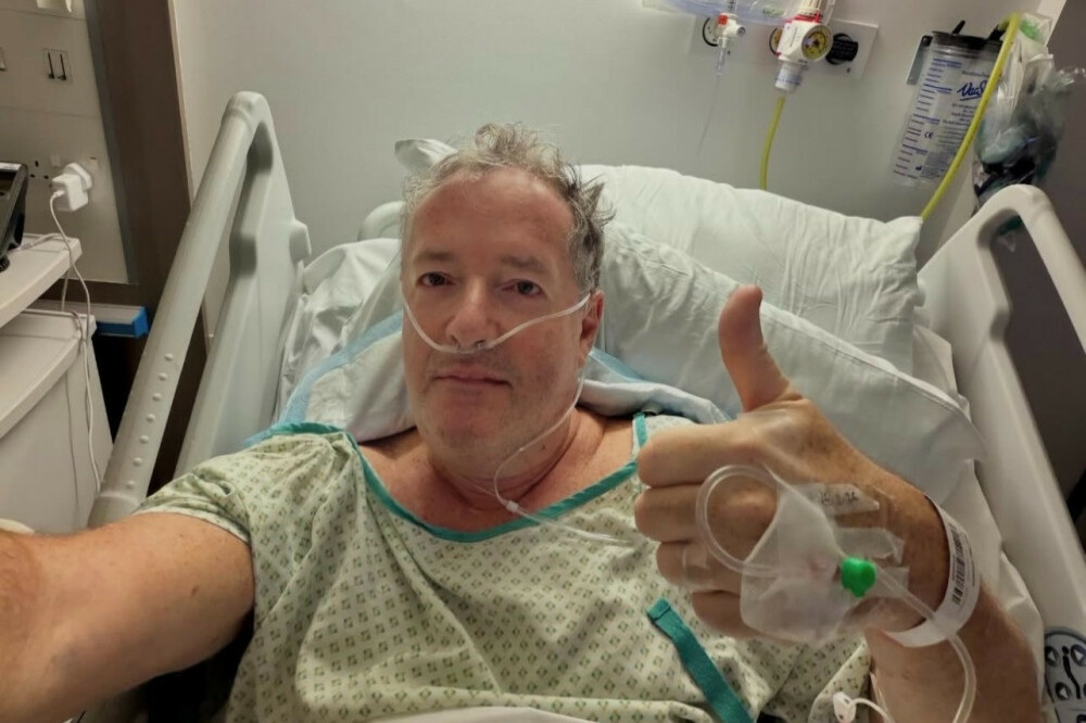 Piers Morgan lying in a hospital bed / © Instagram
